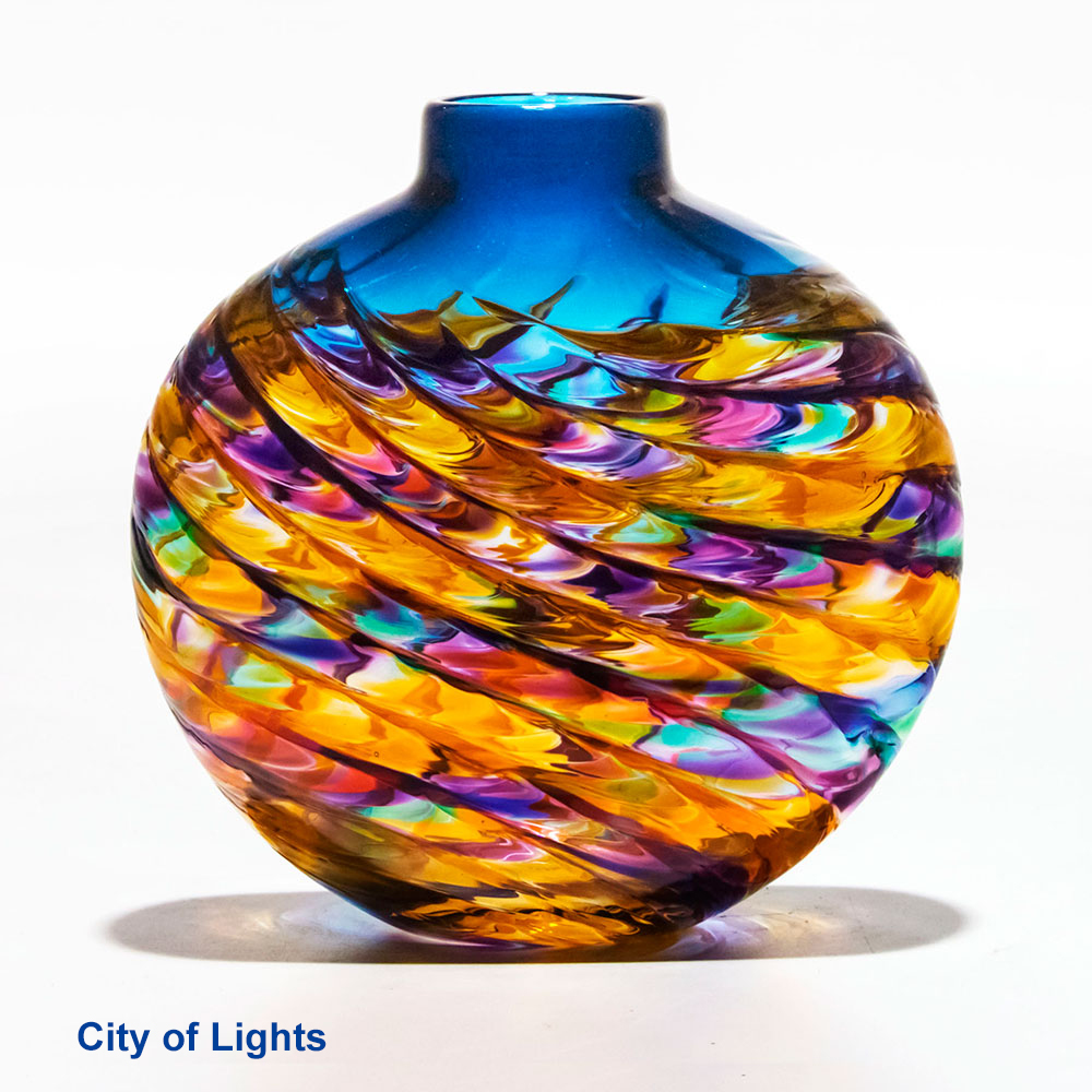 Coloured Glass Vases Optic Rib by Michael Trimpol 