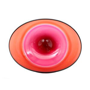 Antique Rose and Peach Oval Encalmo Glass Bowl Top View