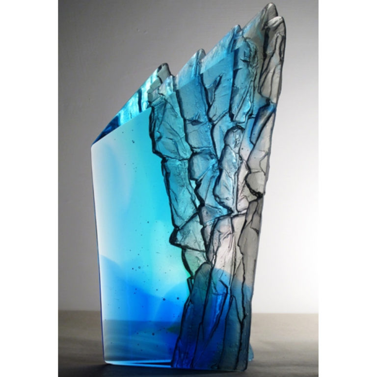 Contemporary Glass Sculpture 'Blue Cliff' by Crispian Heath