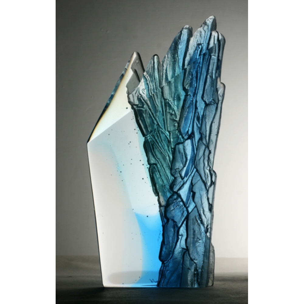 Contemporary Glass Sculpture Blue Cliff By Crispian Heath   Contemporary Glass Sculpture1 