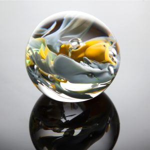 Round Glass Paperweihts Yellow by Hayley Gammon