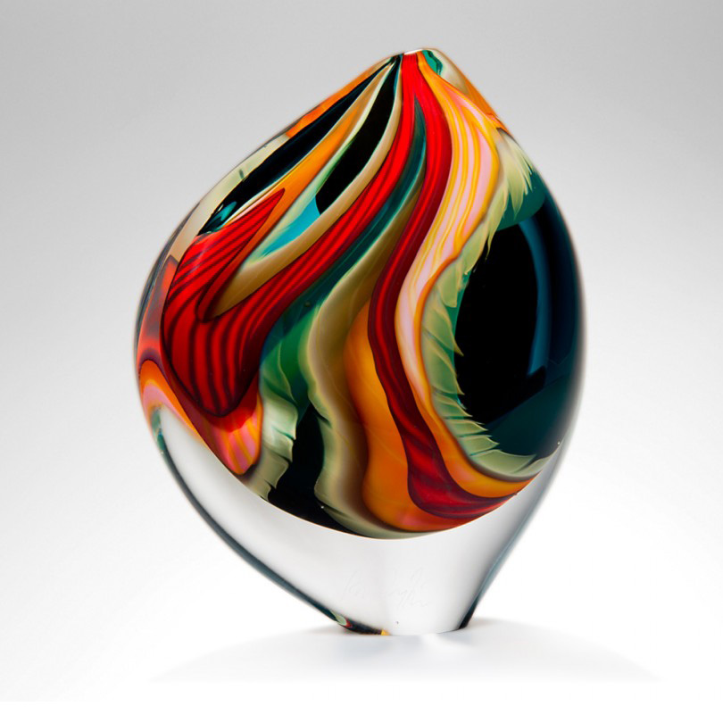 Blown Glass Art Sculpture | Asymmetrical Black 'Paradiso ...