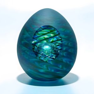 Green Glass Paperweight by Michael Trimpol