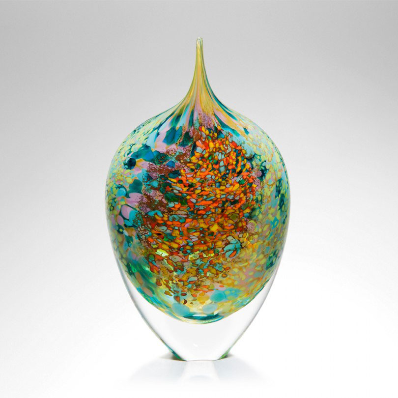 Coloured Glass Art | 'Reef' Extra Large Dropper by Peter Layton