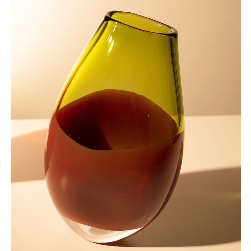 Unique Glass Vase I 'Chartreuse Burgundy' by Michèle Oberdieck I Boha Glass