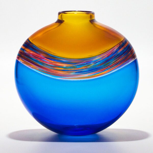 Coloured Glass Vase | 'Transparent Banded Flat' by Michael Trimpol