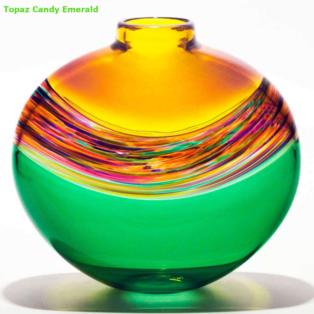 Coloured Glass Vase | 'Transparent Banded Flat' by Michael Trimpol