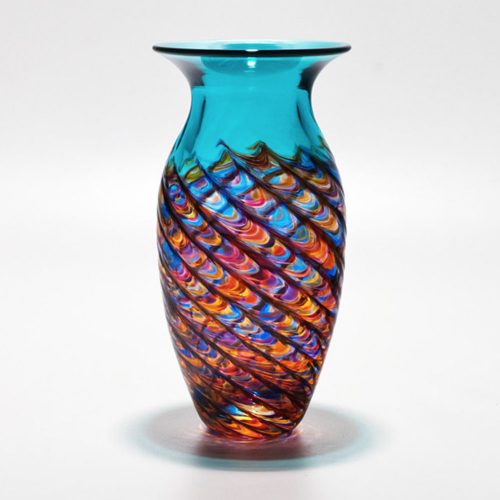 Colourful Glass Art Vases I 'Optic Rib Urn' by Michael Trimpol I Boha Glass