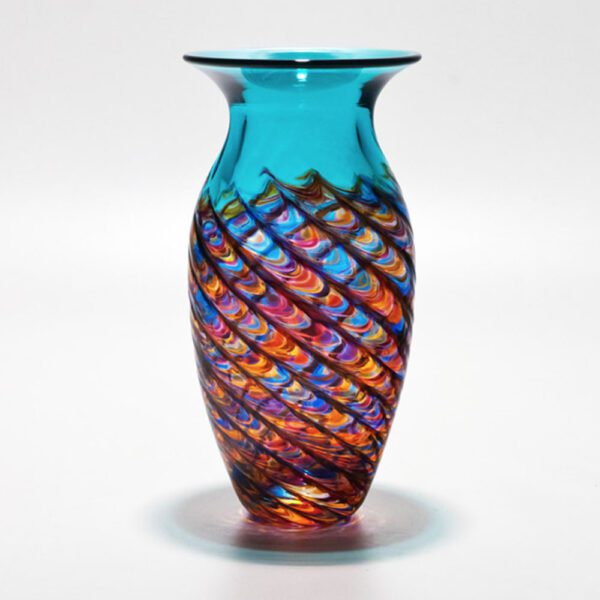 Colourful Glass Art Vases I Optic Rib Urn By Michael Trimpol I Boha Glass 3254