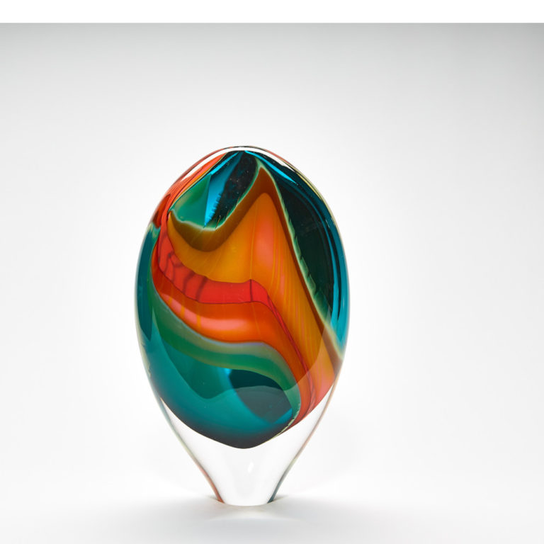 Blown Glass Art | 'Green Paradiso' Tall Stoneform by Peter Layton