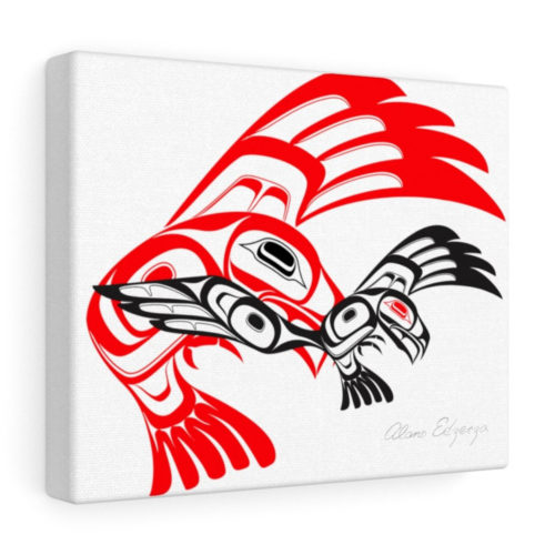 Native Eagle Art I 'Eagle Still Striking on Red Canvas' I By Alano Edzerza