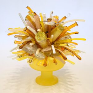 Abstract Yellow Flower Sculpture