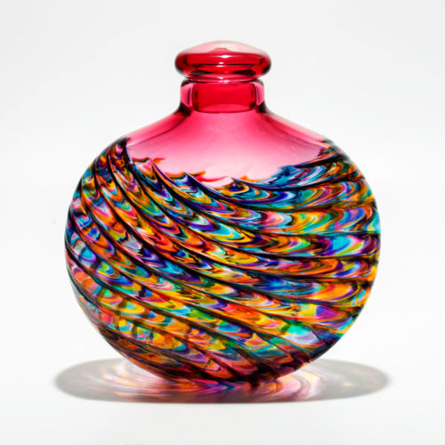 Colourful Art Glass Vessels I Optic Rib Flattened By Michael Trimpol 6248