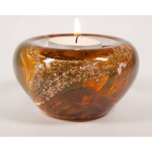 Ashes Tea Light Holder Amber