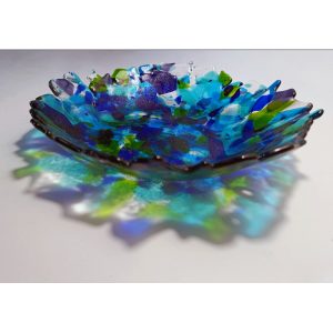 Fused Glass Platter April Pebble Glass