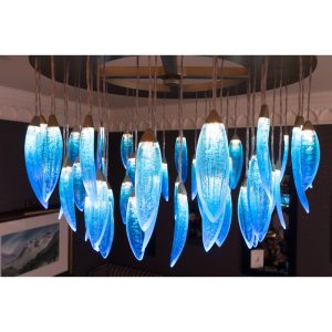 Blue Glass Chandelier by Jo Vincent Glass